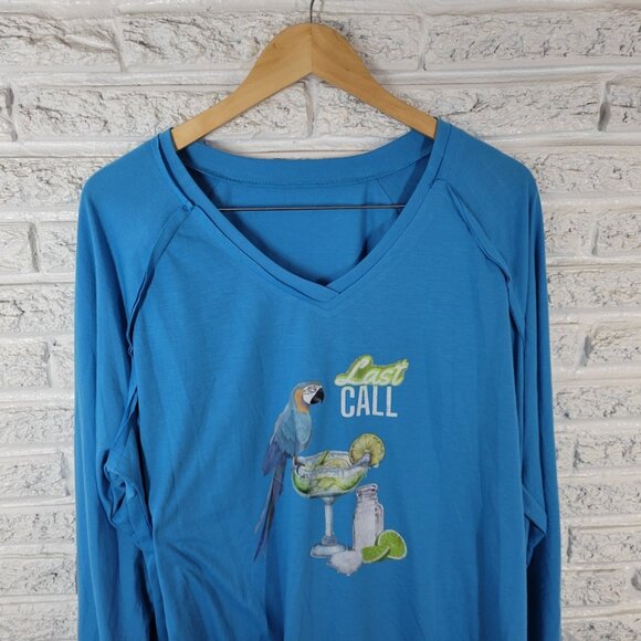Womens Top 3XL Plus Tee Parrot Margarita Blue Last Call Raglan Sleeve BLU1E - Picture 3 of 9